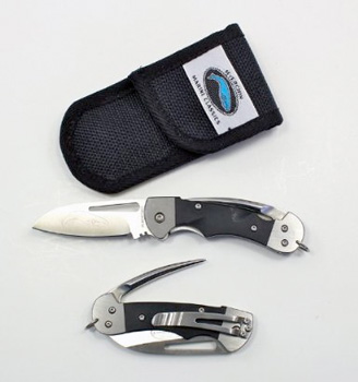 KNIFE S/S SERRATED &SPIKE W/SHEATH CREW BLK HANDLE