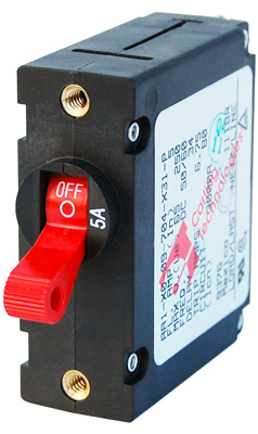 BLUE SEA 7213 A-SERIES BLACK TOGGLE CIRCUIT BREAKER SINGLE POLE 20A