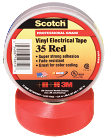 3M SCOTCH VINYL ELECTRICAL TAPE 35 RED 3/4" X 66'