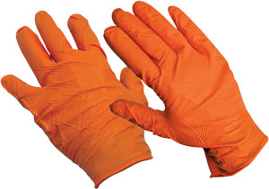 GLOVE NITRILE ORANGE DIAMOND TEXTURED (EACH/BOX/CASE)