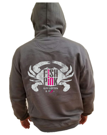 GUY COTTON FISH PINK HOODIE GRAY CRAB LARGE