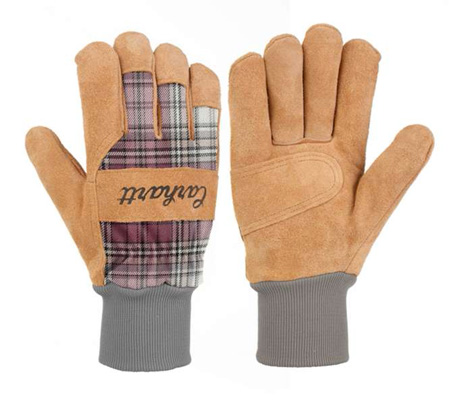 CARHARTT WOMENS GLOVES HIGH DEXTERITY ROSE PLAID LARGE