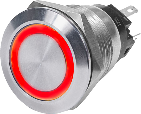 BLUE SEA 4162 10A PUSH BUTTON LED RING RED SWITCH OFF-ON