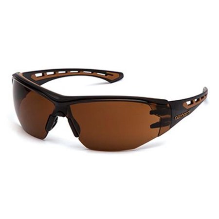 SAFETY GLASSES ANTI-FOG BRONZE WITH BLACK & TAN FRAMES