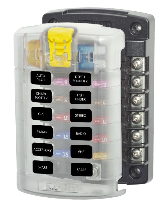 BLUE SEA 5029 FUSE BLOCK ST BLADE 12 CIRCUITS 1-30 AMPS ATO/ATC