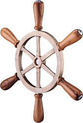 STEERING WHEEL COMMERCIAL 18" BRONZE TEAK HANDLE 3/4" TAPER