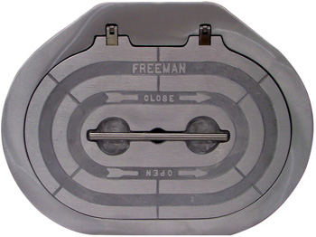 FREEMAN HATCH OVAL HINGED COMPLETE ALUMINUM RING 15" X 24" OPENING
