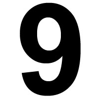 NUMBER STICK ON 4" BLACK 9