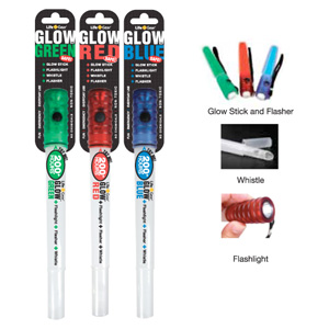 GLOWSTICK GREEN WITH WHISTLE AND FLASHLIGHT