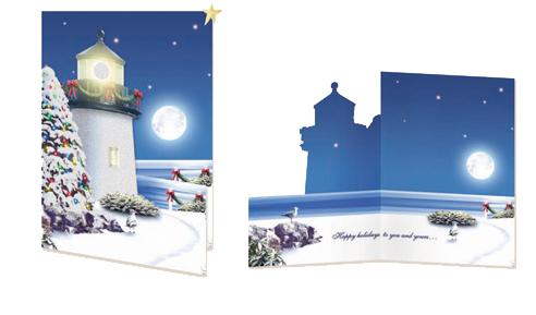 CHRISTMAS CARD ENDLESS NIGHT GLITTER CUT 12 PER BOX