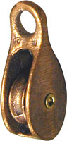 PULLEY SINGLE FAST EYE BRONZE FOR 3/8" ROPE
