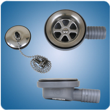 SCANDVIK DRAIN ASSEMBLY WITH STOPPER FLUSH MOUNT 1" HOSE BARB