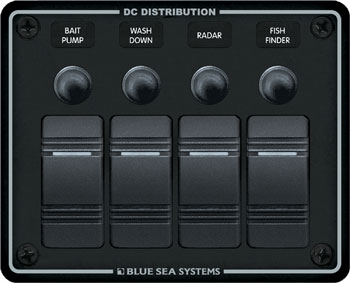 BLUE SEA 8372 ELECTRICAL PANEL 4 POS BLACK WATER RESISTANT 12V