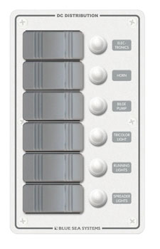 BLUE SEA 8273 ELECTRICAL PANEL DC VERT. 6 BREAKERS(NOT INCLUDED)
