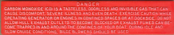 PLAQUE DANGER CARBON MONOXIDE
