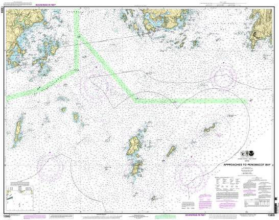 CHART WATER RESISTANT APPROACHES PENOBSCOT BAY