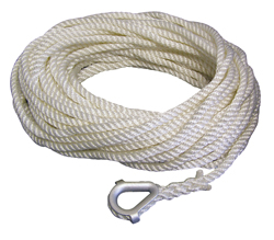 ROCKPOINT ROPE ANCHOR LINE 3-STRAND NYLON WITH NYLON THMBLE 5/8" X 200'